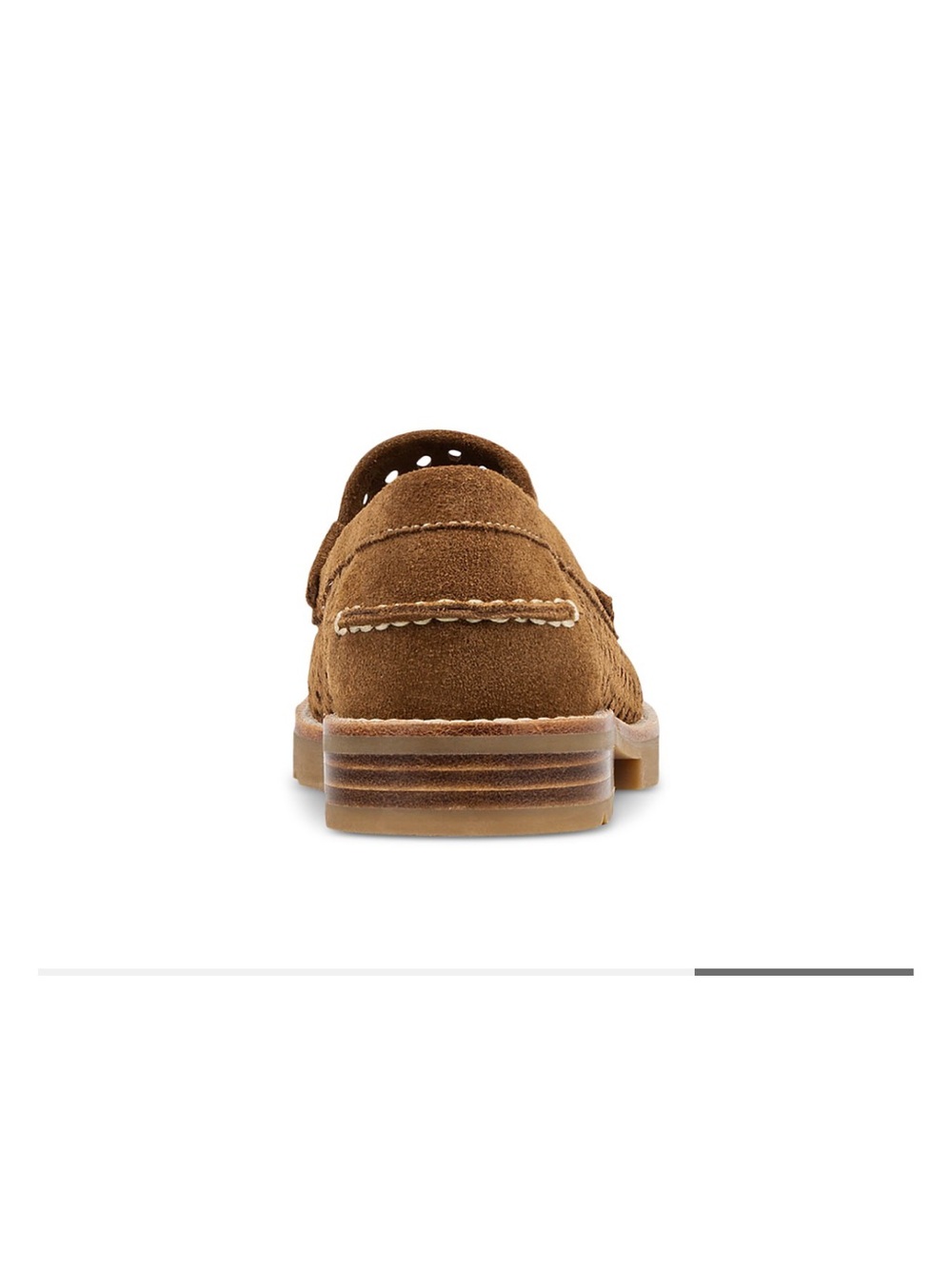 Suede Perforated Slip-On Loafers - Brown - Picture 4 of 9